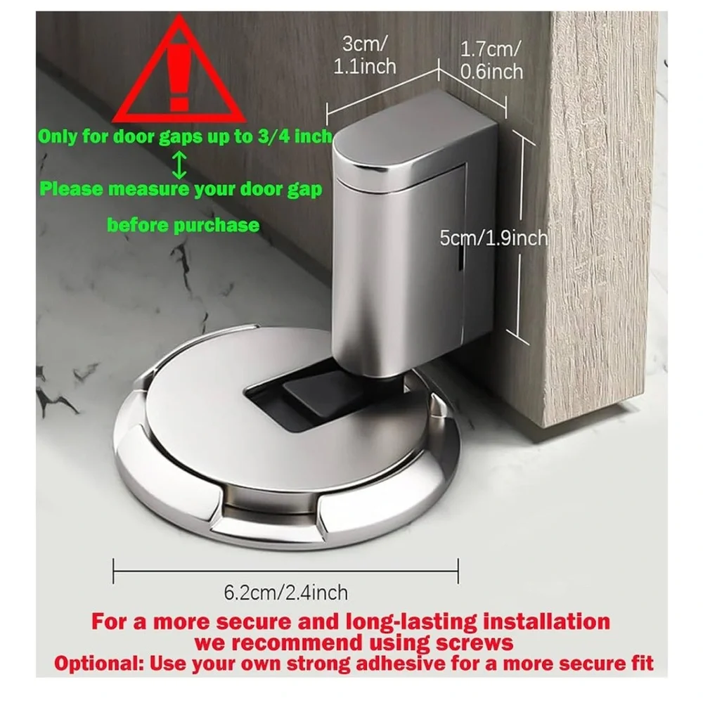 🌴 NWT Set of 3 Premium Soft Touch Door Stoppers in Brushed Nickel - Picture 2 of 3